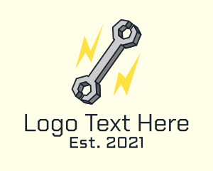 Plumbing Service - Lightning Bolt Wrench logo design