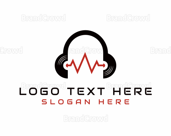 Vinyl Headset Sound Wave Logo