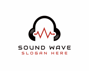 Vinyl Headset Sound Wave logo design