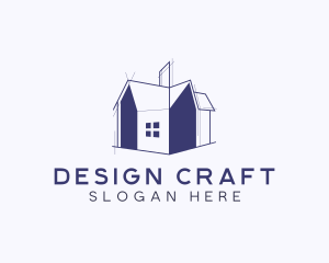 Architectural - House Blueprint Architecture logo design