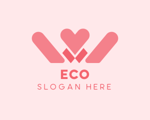 Pink - Pink Heart Letter W logo design