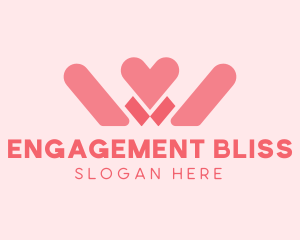 Engagement - Pink Heart Letter W logo design