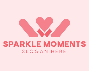 Engagement - Pink Heart Letter W logo design