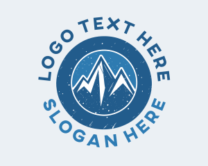 Vintage - Blue Snowy Mountains logo design