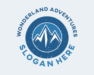 Blue Snowy Mountains logo design