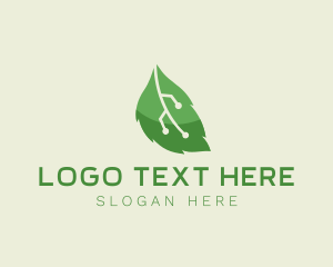 Technology Plant Leaf logo design