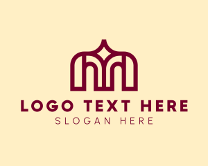Red Letter M Temple logo design