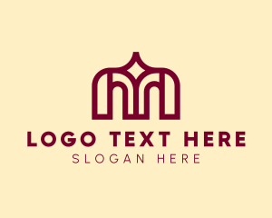 Unique - Red Letter M Temple logo design