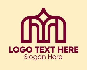 Unique - Red Letter M Temple logo design