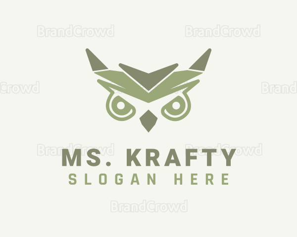 Green Owl Animal Logo
