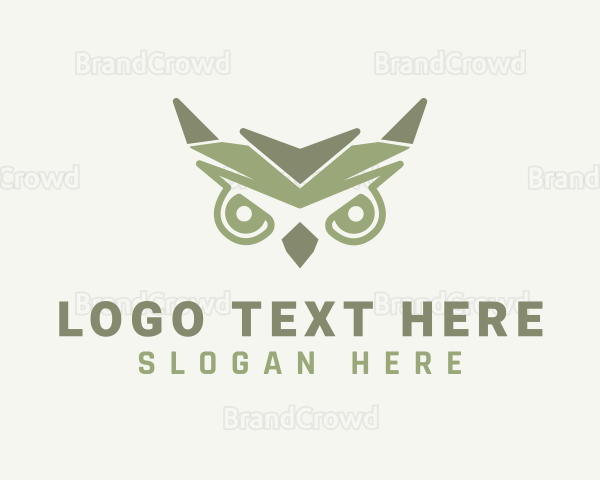 Green Owl Animal Logo