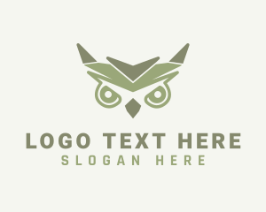 Green Owl Animal Logo