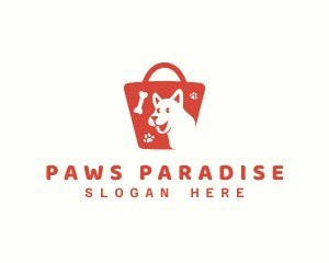 Paws - Pet Shopping Bag Market logo design