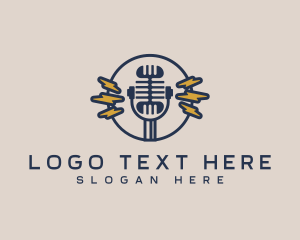 Lightning - Radio Broadcast Microphone logo design