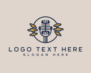 Streaming - Radio Broadcast Microphone logo design