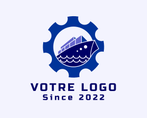 Sea - Cargo Ship Cogwheel logo design