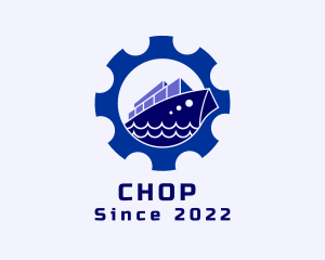Port - Cargo Ship Cogwheel logo design