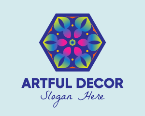 Flower Hexagon Decor  logo design