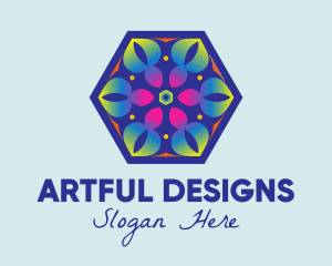 Flower Hexagon Decor  logo design