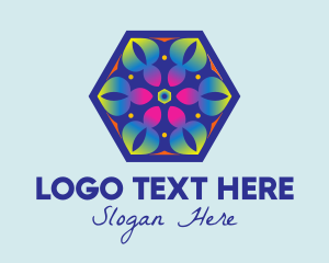 Psychedelic - Flower Hexagon Decor logo design