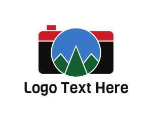 Black Camera - Geometric Mountain Photography logo design