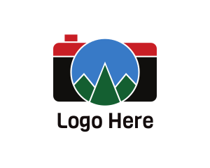 Black Camera - Geometric Mountain Photography logo design