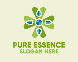 Pure - Leaf Water Cross logo design