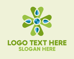 Ecology - Leaf Water Cross logo design