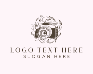 Vlog - Floral Camera Photography logo design