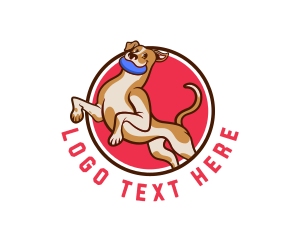 Cartoon - Dog Canine Frisbee logo design
