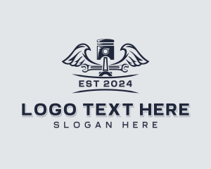 Industrial - Piston Wings Mechanic logo design