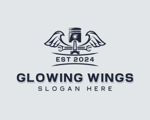 Piston Wings Mechanic logo design