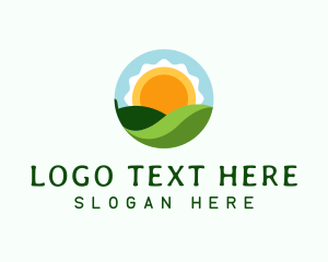Environtment - Organic Leaf Sunrise Circle logo design