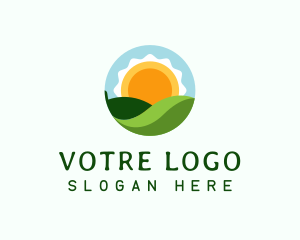 Organic Leaf Sunrise Circle Logo