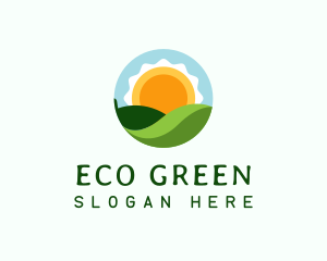 Biodegradable - Organic Leaf Sunrise Circle logo design