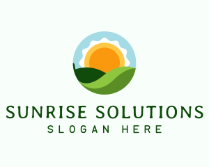 Organic Leaf Sunrise Circle logo design