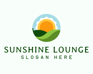 Organic Leaf Sunrise Circle logo design