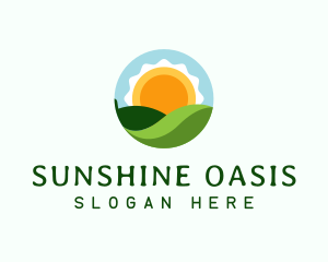 Organic Leaf Sunrise Circle logo design