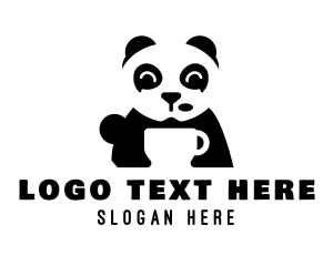 Bear - Panda Cafe Coffee logo design