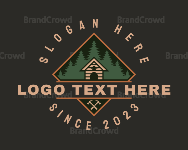 Forest Wood Cabin House Logo