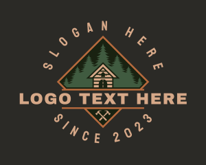 Cabin - Forest Wood Cabin House logo design