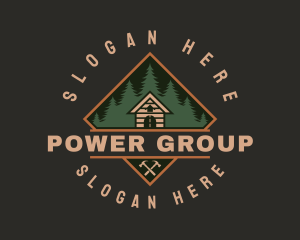 Forest Wood Cabin House Logo