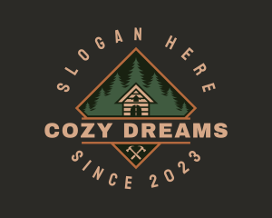 Forest Wood Cabin House logo design