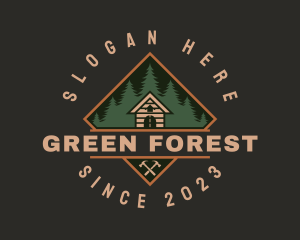 Forest Wood Cabin House logo design