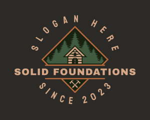 Village - Forest Wood Cabin House logo design