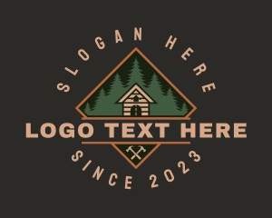 Homestead - Forest Wood Cabin House logo design