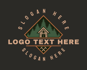 Forest Wood Cabin House Logo