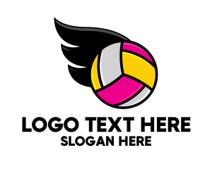 Ball - Volleyball Sports Wing logo design