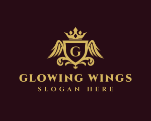 Luxury Ornament Crown Wings logo design