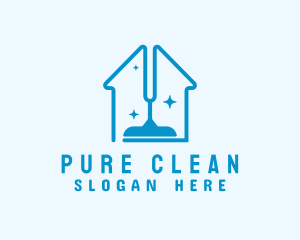 Blue Sparkle House Vacuum logo design